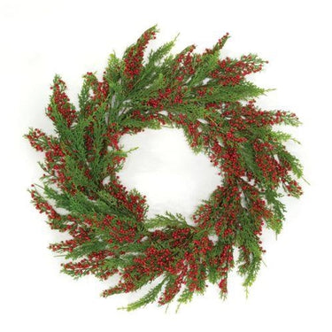 Merry Red Berries & Cedar Wreath, 24